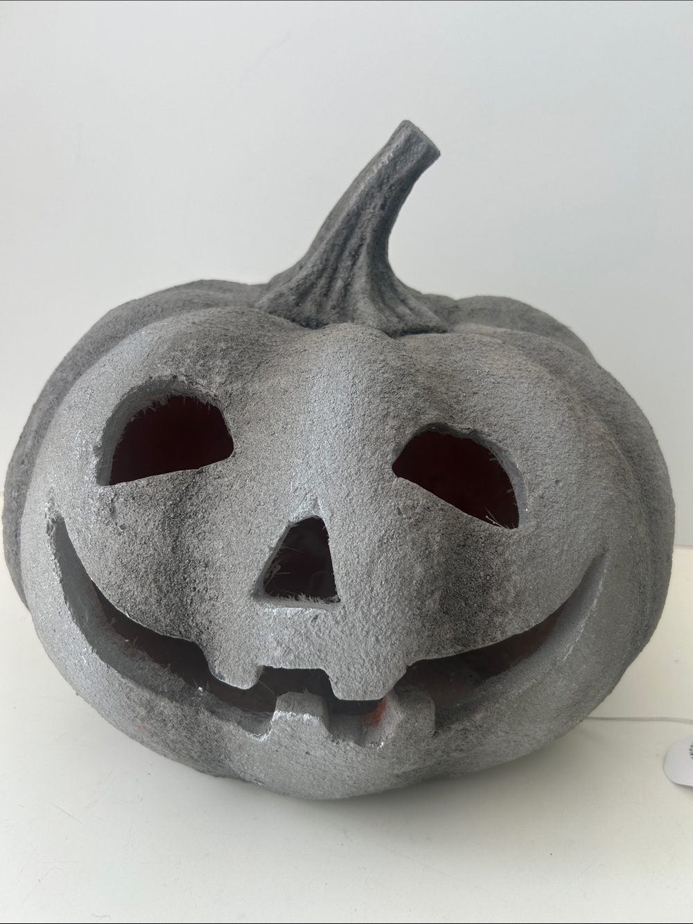 Martha Stewart Jack o'Lantern Decor Gray Halloween Pumpkin Light Up 11.5” NEW